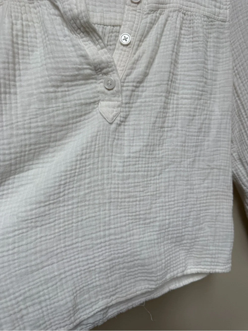J. Crew Cream Button-Neck Gauze Blouse